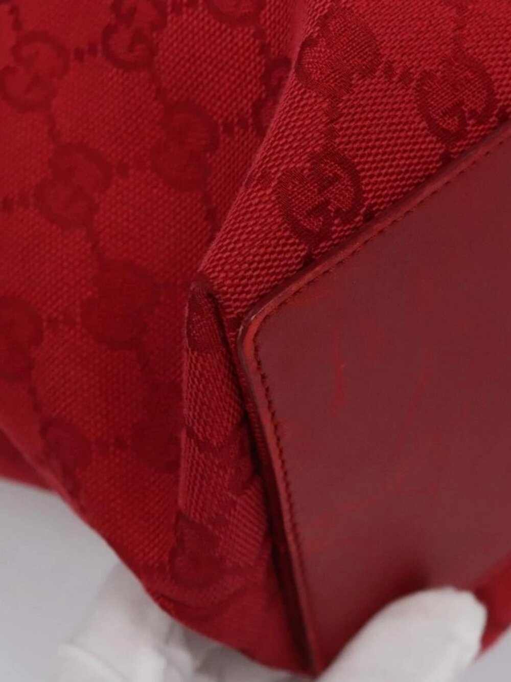 GUCCI GG Canvas Tote Bag Red gold 002 1098 Auth nb221 - Picture 4 of 16